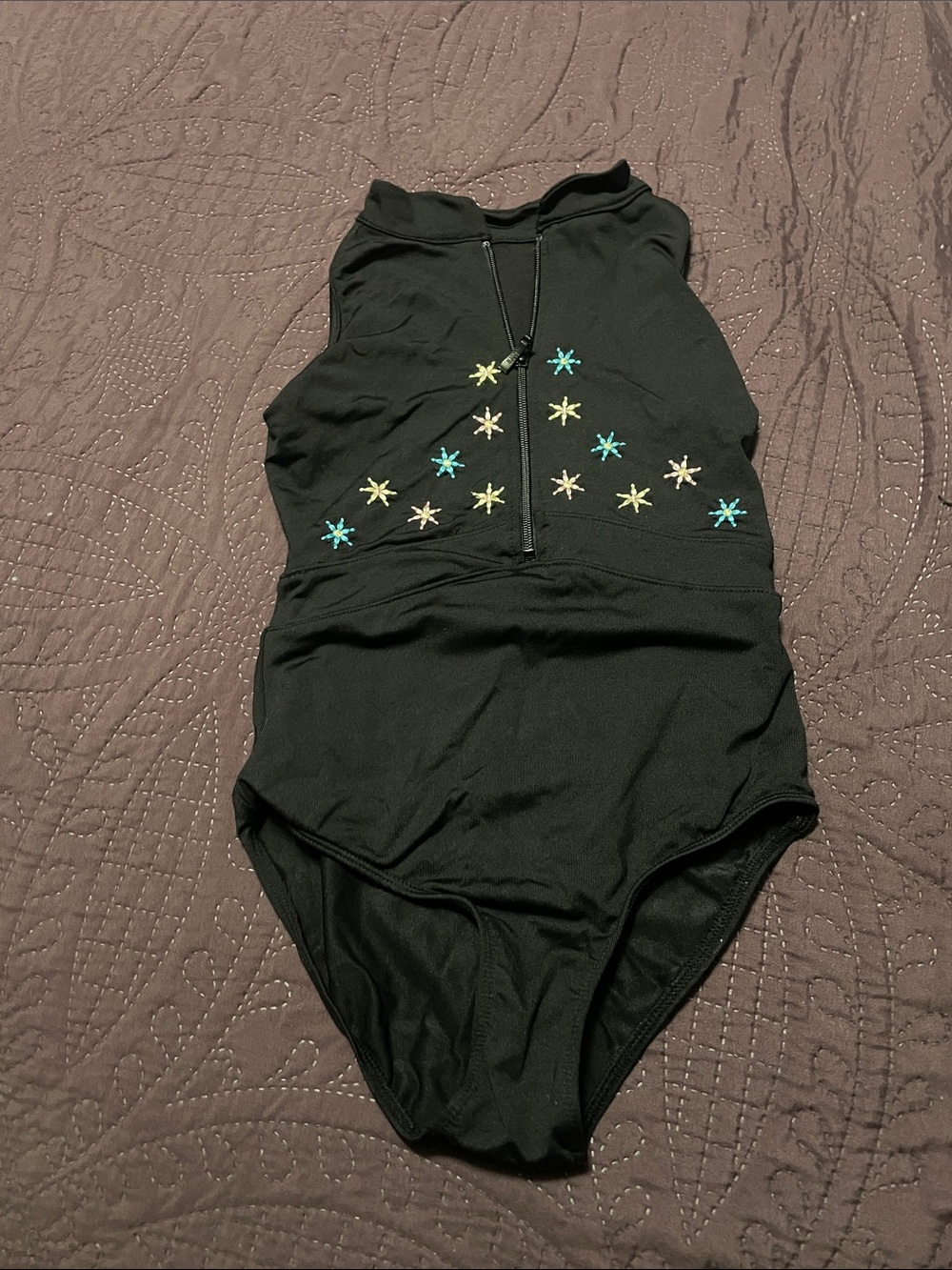 Black Bloch leotard with Star Embroidery